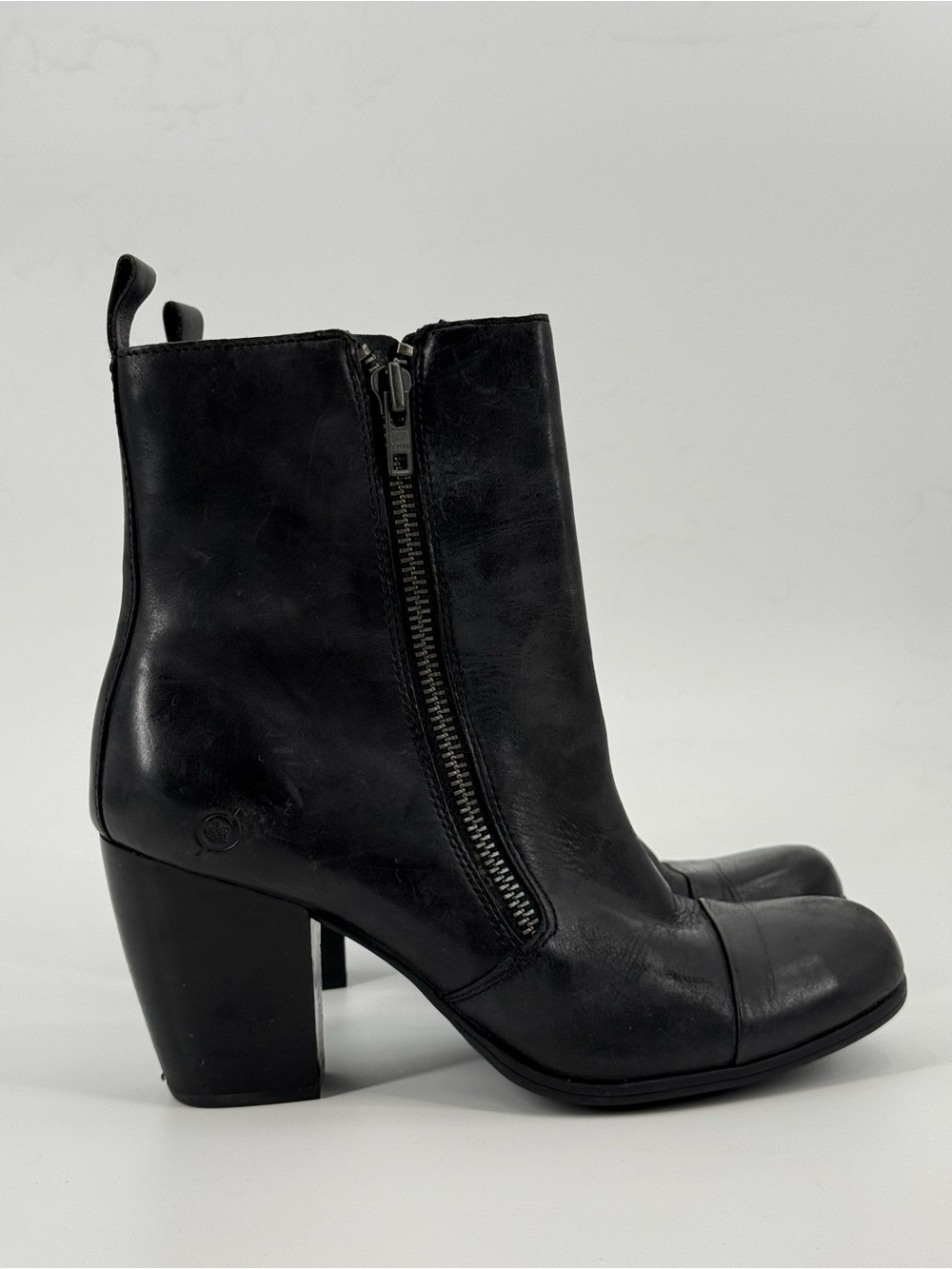 Born Black Leather Heeled Boots Booties